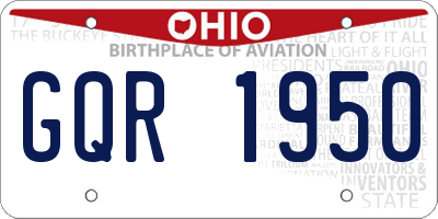 OH license plate GQR1950