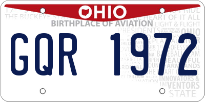 OH license plate GQR1972