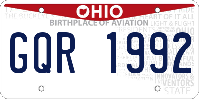 OH license plate GQR1992