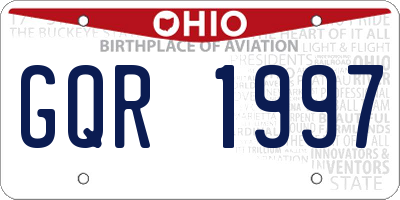 OH license plate GQR1997