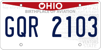OH license plate GQR2103
