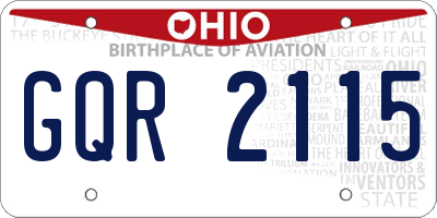 OH license plate GQR2115