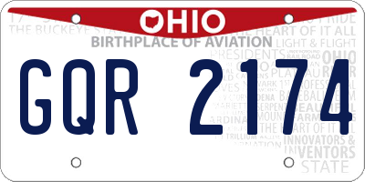 OH license plate GQR2174