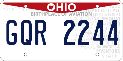 OH license plate GQR2244