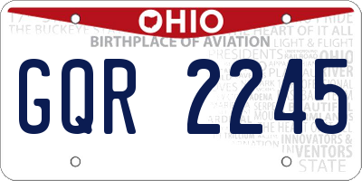 OH license plate GQR2245