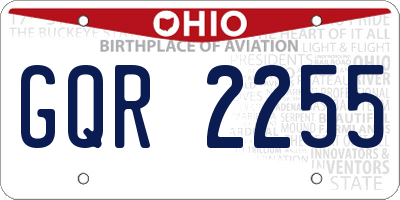 OH license plate GQR2255