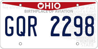 OH license plate GQR2298