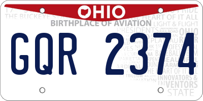 OH license plate GQR2374