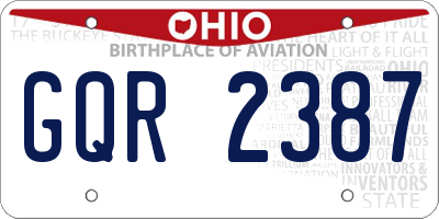 OH license plate GQR2387