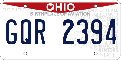 OH license plate GQR2394