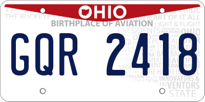 OH license plate GQR2418