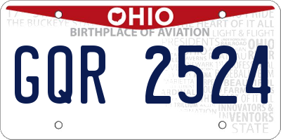 OH license plate GQR2524