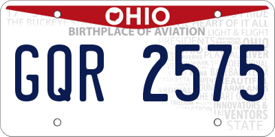 OH license plate GQR2575