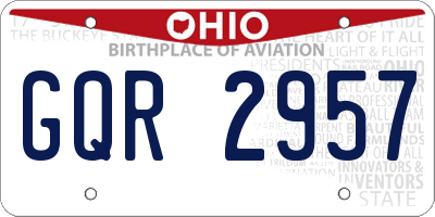 OH license plate GQR2957