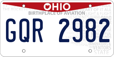 OH license plate GQR2982