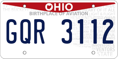 OH license plate GQR3112
