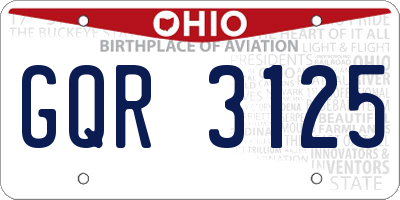 OH license plate GQR3125