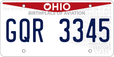 OH license plate GQR3345