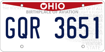 OH license plate GQR3651