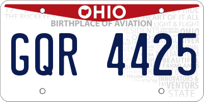 OH license plate GQR4425