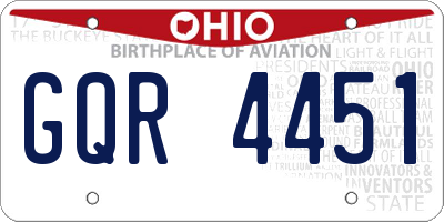 OH license plate GQR4451