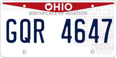 OH license plate GQR4647