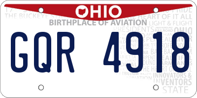 OH license plate GQR4918