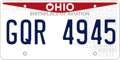 OH license plate GQR4945