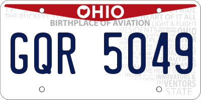 OH license plate GQR5049