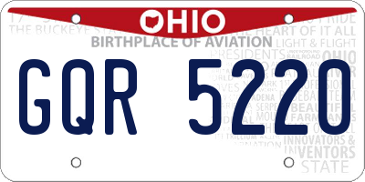 OH license plate GQR5220