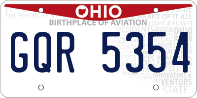 OH license plate GQR5354