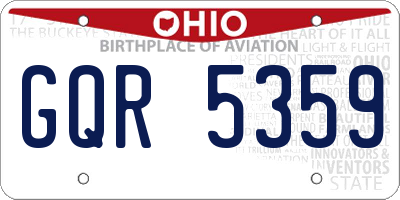 OH license plate GQR5359