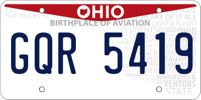 OH license plate GQR5419