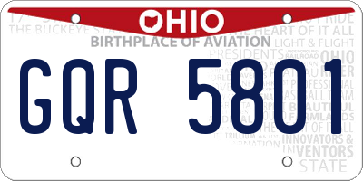 OH license plate GQR5801