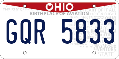 OH license plate GQR5833