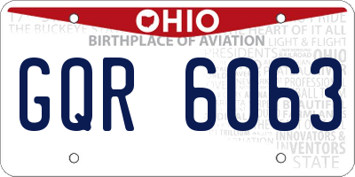 OH license plate GQR6063