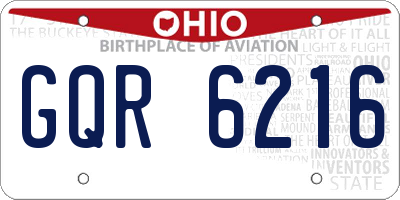 OH license plate GQR6216