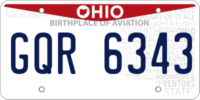 OH license plate GQR6343