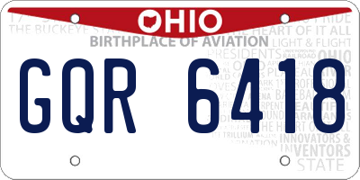 OH license plate GQR6418