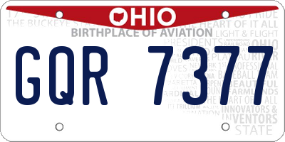 OH license plate GQR7377