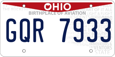 OH license plate GQR7933