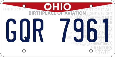 OH license plate GQR7961