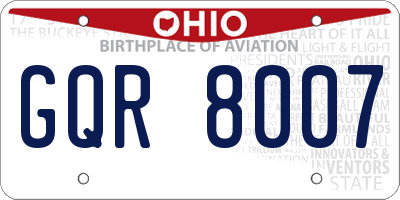 OH license plate GQR8007
