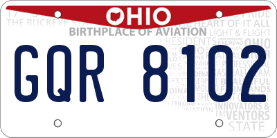 OH license plate GQR8102