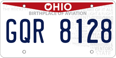 OH license plate GQR8128