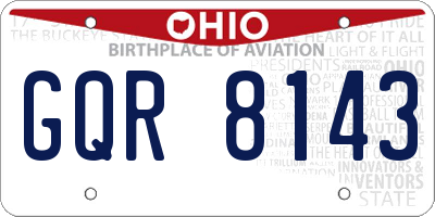 OH license plate GQR8143