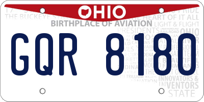 OH license plate GQR8180