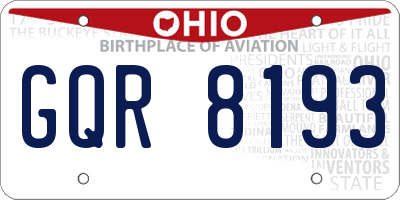 OH license plate GQR8193