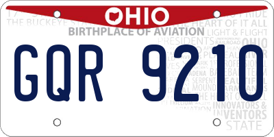 OH license plate GQR9210