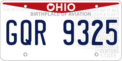 OH license plate GQR9325